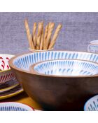 Lot de 2 saladiers + couverts Kyoto en bois de manguier bleu