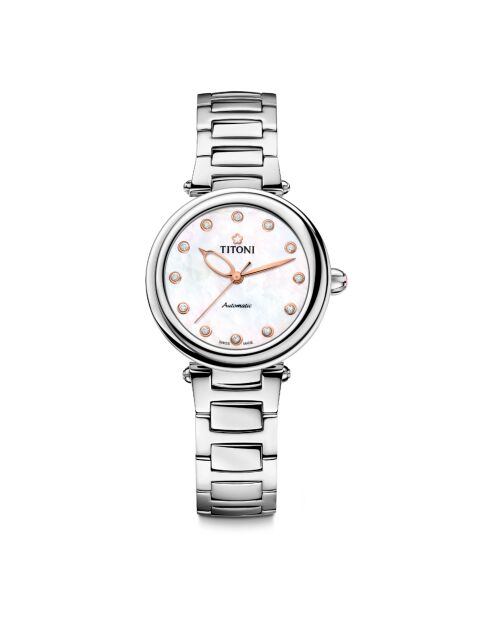 Titoni 622 automatisch dameshorloge van zilverstaal