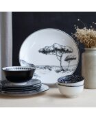 Set di piatti e ciotole Villa les Pins in porcellana nera da 18 pezzi