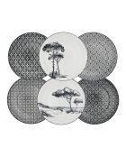 Set di piatti e ciotole Villa les Pins in porcellana nera da 18 pezzi