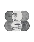 Set di piatti e ciotole Villa les Pins in porcellana nera da 18 pezzi