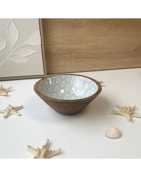 Saladier petit modèle Sea en bois de manguier bleu - 20x7.5 cm