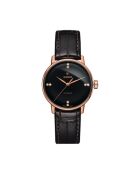 Montre automatique femme Rado en cuir brun foncé