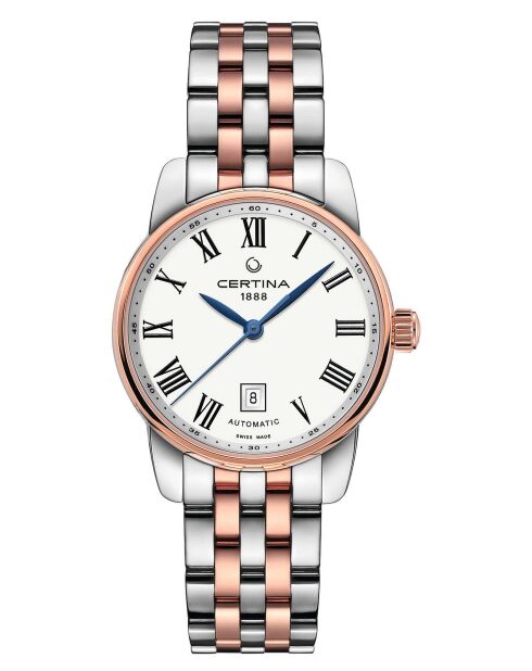 Orologio automatico da donna Certina in acciaio argento/oro rosa