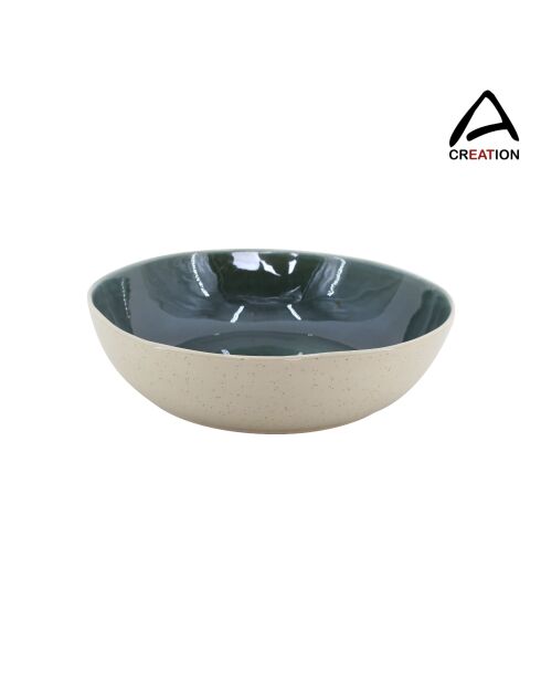 Grand saladier design 2 Coralia en porcelaine vert - 29,7x7.5 cm