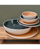 Grand saladier design 2 Coralia en porcelaine vert - 29,7x7.5 cm