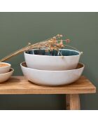 Grand saladier design 2 Coralia en porcelaine vert - 29,7x7.5 cm