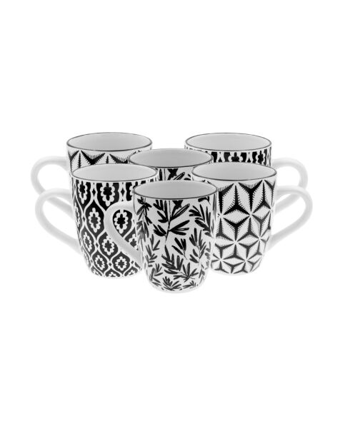 Set di 6 tazze Savana in porcellana nera - 8,5×10 cm