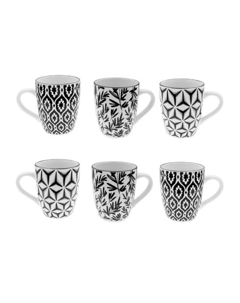 Set di 6 tazze Savana in porcellana nera - 8,5×10 cm