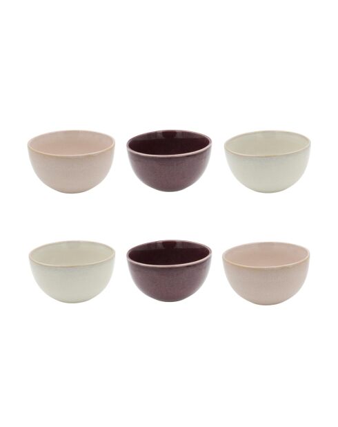 Juego de 6 cuencos medianos de cerámica rosa Terra - 14,2 × 7,7 cm