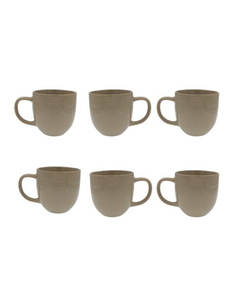 Lot de 6 mugs Dune en céramique beiges - 12,5x9 cm