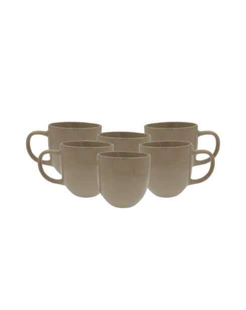 Lot de 6 mugs Dune en céramique beiges - 12,5x9 cm