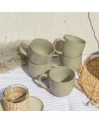 Lot de 6 mugs Dune en céramique beiges - 12,5x9 cm