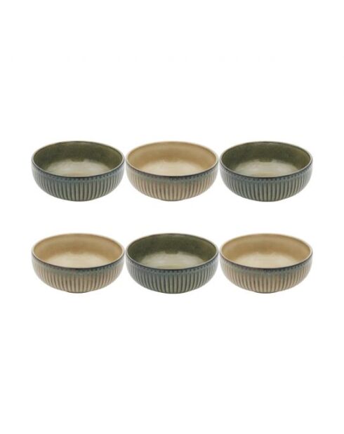 Lot de 6 assiettes creuses Terralha en céramique vert/beige - 20,2x5 cm