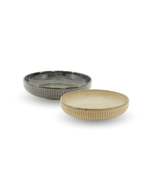 Lot de 6 assiettes creuses Terralha en céramique vert/beige - 20,2x5 cm