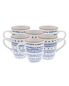 Set di 6 tazze in porcellana Santorini blu - 8,3×10 cm