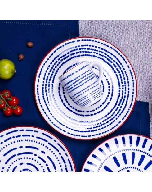 Lot de 6 mugs Santorin en porcelaine bleus - 8,3×10cm