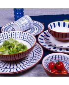 Set di 6 piatti da minestra in porcellana Santorini blu - 21x6,5 cm