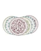 Set mit 6 großen Trattoria-Tellern aus grünem, lila/blauem Porzellan, D.27 cm