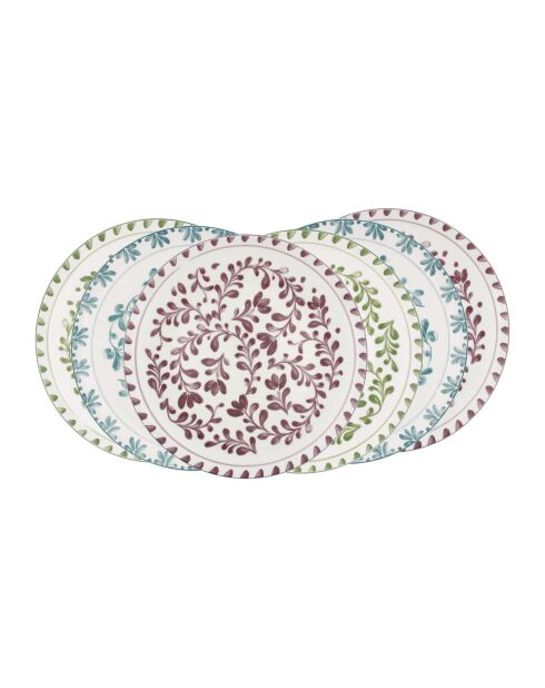 Set mit 6 großen Trattoria-Tellern aus grünem, lila/blauem Porzellan, D.27 cm