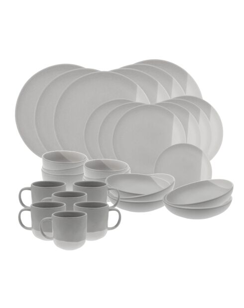Set Terre de Sienne in ceramica grigio/bianca da 30 pezzi