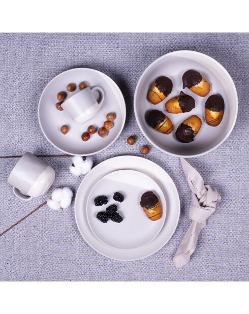 Service 30 pièces Terre de Sienne en céramique gris/blanc