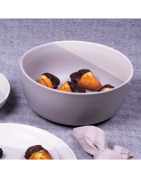 Set Terre de Sienne in ceramica grigio/bianca da 30 pezzi