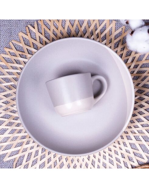 Set di 6 tazze Terre de Sienne in ceramica grigio/bianca - 8,3×6,5 cm