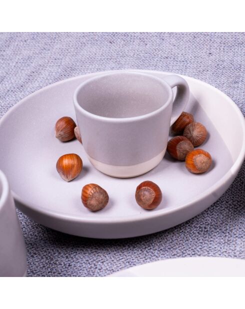 Set di 6 tazze Terre de Sienne in ceramica grigio/bianca - 8,3×6,5 cm