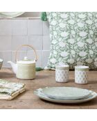 Lot de 2 tasses et 1 théière avec infuseur Soliman en porcelaine vertes - 6,5x7 cm