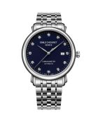 Emile 97 zilver/blauw stalen mechanisch herenhorloge