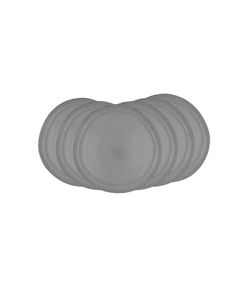 Set aus 6 kleinen grauen Galet-Tellern aus Keramik - D.20,3 cm