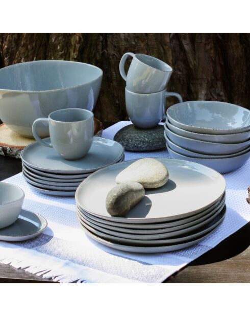 Set aus 6 kleinen grauen Galet-Tellern aus Keramik - D.20,3 cm