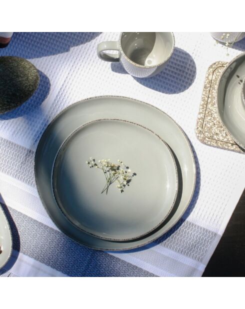 Set aus 6 kleinen grauen Galet-Tellern aus Keramik - D.20,3 cm