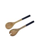 Lot de 2 saladiers + couverts Santorin en bois de manguier bleu