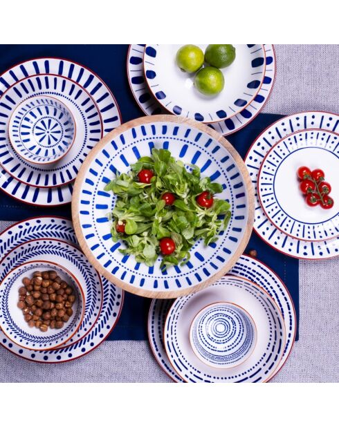 Lot de 2 saladiers + couverts Santorin en bois de manguier bleu