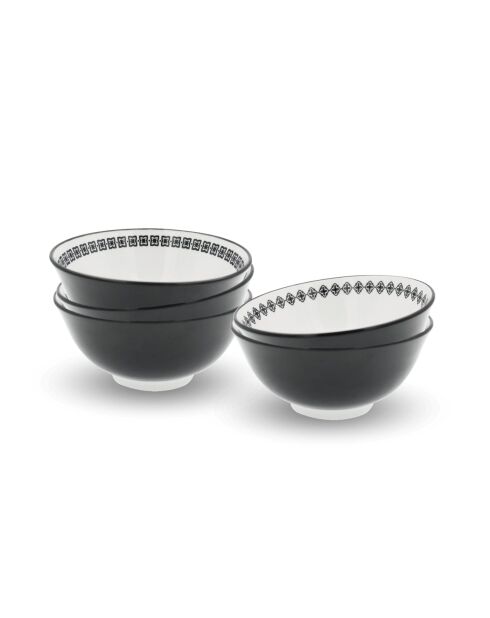 Juego de 6 cuencos medianos de porcelana negra Villa les Pins, 15,2 × 7 cm