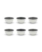 Lot de 6 petits bols Villa les Pins en porcelaine blanc/noir - 11,2×5,5cm