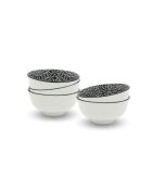 Lot de 6 petits bols Villa les Pins en porcelaine blanc/noir - 11,2×5,5cm