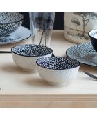 Lot de 6 petits bols Villa les Pins en porcelaine blanc/noir - 11,2×5,5cm
