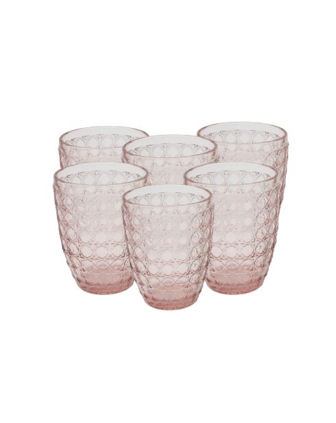 Set di 6 bicchieri in porcellana rosa Hanae in porcellana rosa/beige/verde - 350 ml