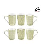 Lot de 6 mugs Soliman en porcelaine verts - 9x11.5 cm
