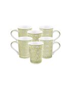 Lot de 6 mugs Soliman en porcelaine verts - 9x11.5 cm
