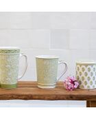 Lot de 6 mugs Soliman en porcelaine verts - 9x11.5 cm