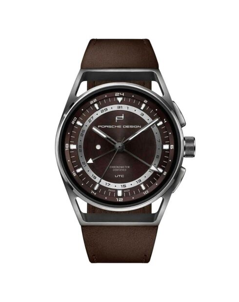 Porsche automatisch herenhorloge in bruin leer