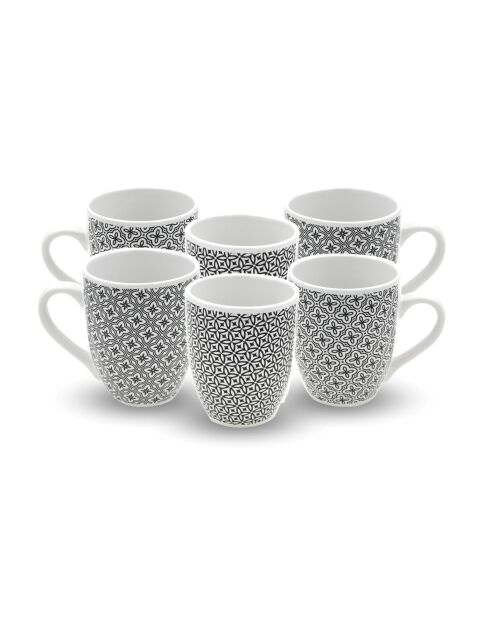 Set di 6 tazze in porcellana nera Villa les Pins - 8,5 × 10,4 cm