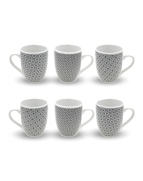 Set di 6 tazze in porcellana nera Villa les Pins - 8,5 × 10,4 cm