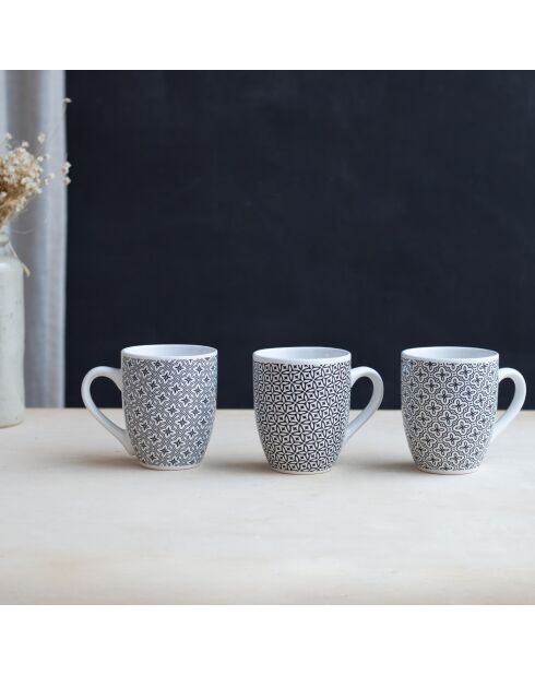 Set di 6 tazze in porcellana nera Villa les Pins - 8,5 × 10,4 cm