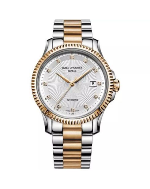 Emile 22,3 Herrenuhr aus mechanischem Stahl in Silber/Roségold