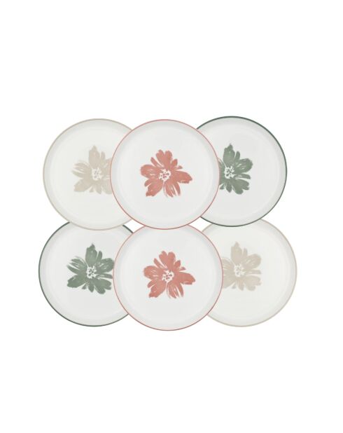 Hanae 18-teiliges Geschirrset aus rosa/beige/grünem Porzellan